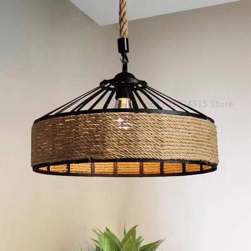 Hemp Rope Pendant Chandelier Lamp