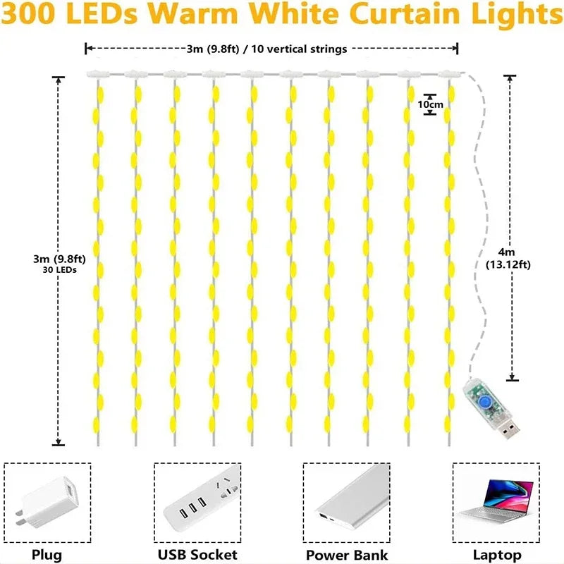 LED Curtain Fairy String Lights