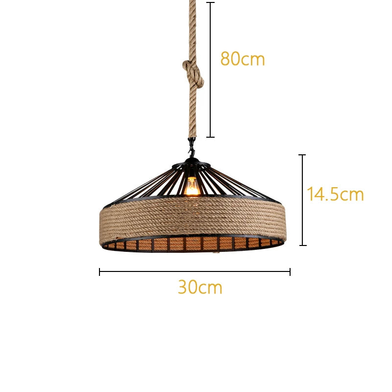 Hemp Rope Pendant Chandelier Lamp