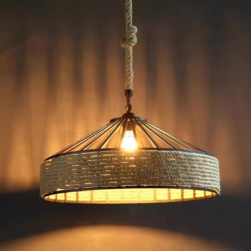 Hemp Rope Pendant Chandelier Lamp