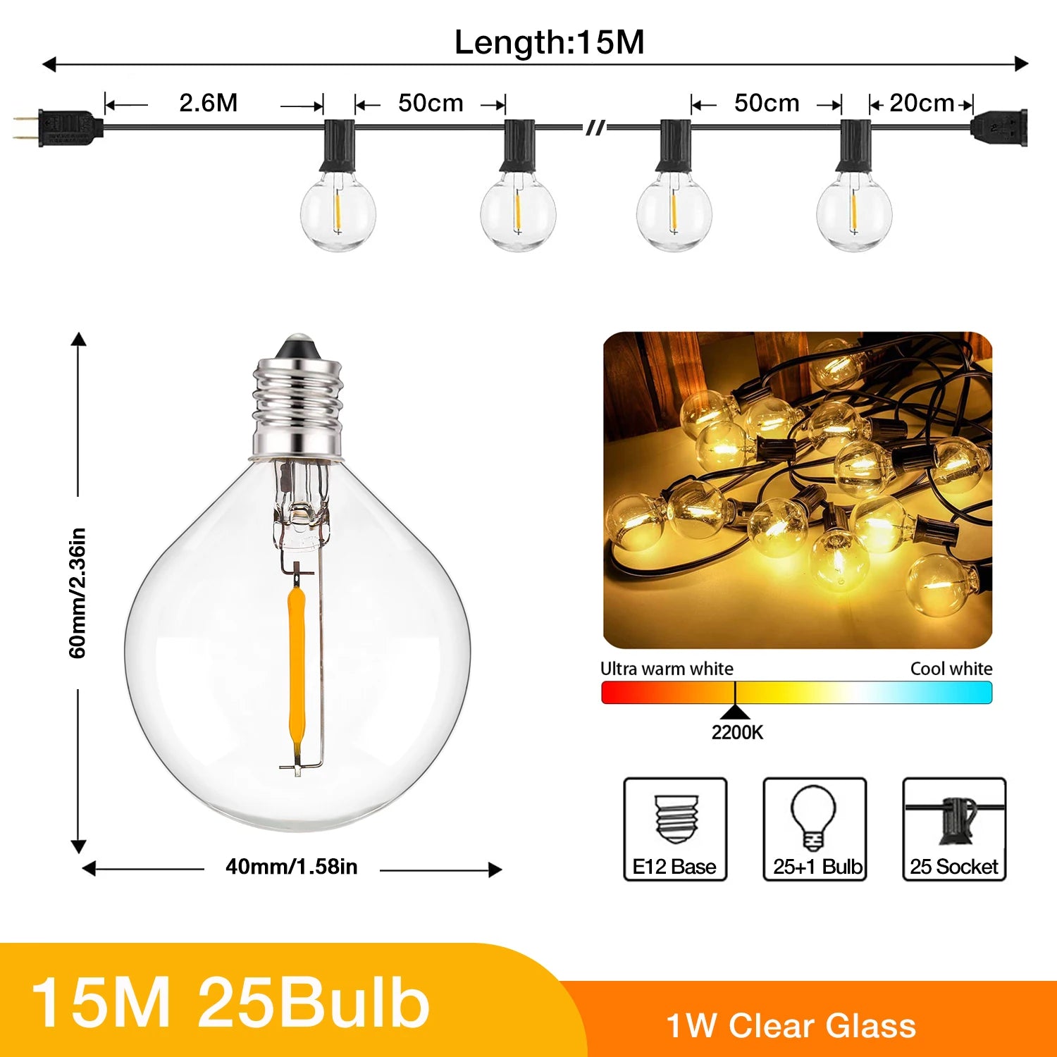 G40 Globe Outdoor String Lights